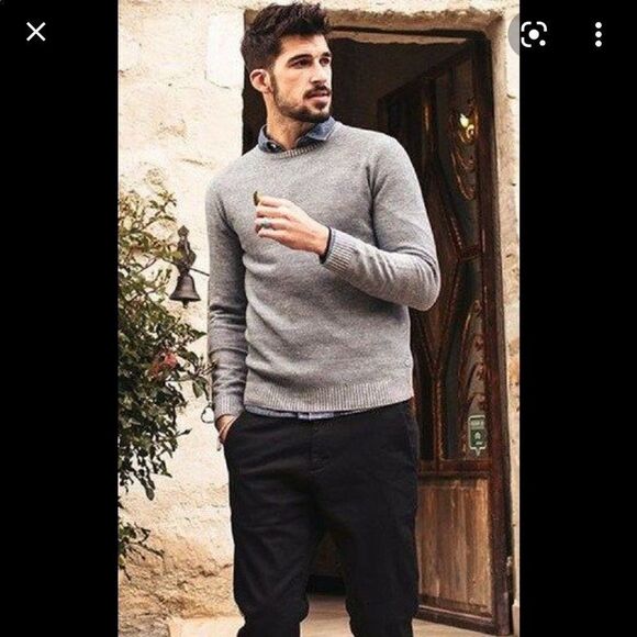 Michael Kors L Cotton Gray Waffle Knit Crewneck Pullover Thermal - Picture 14 of 16